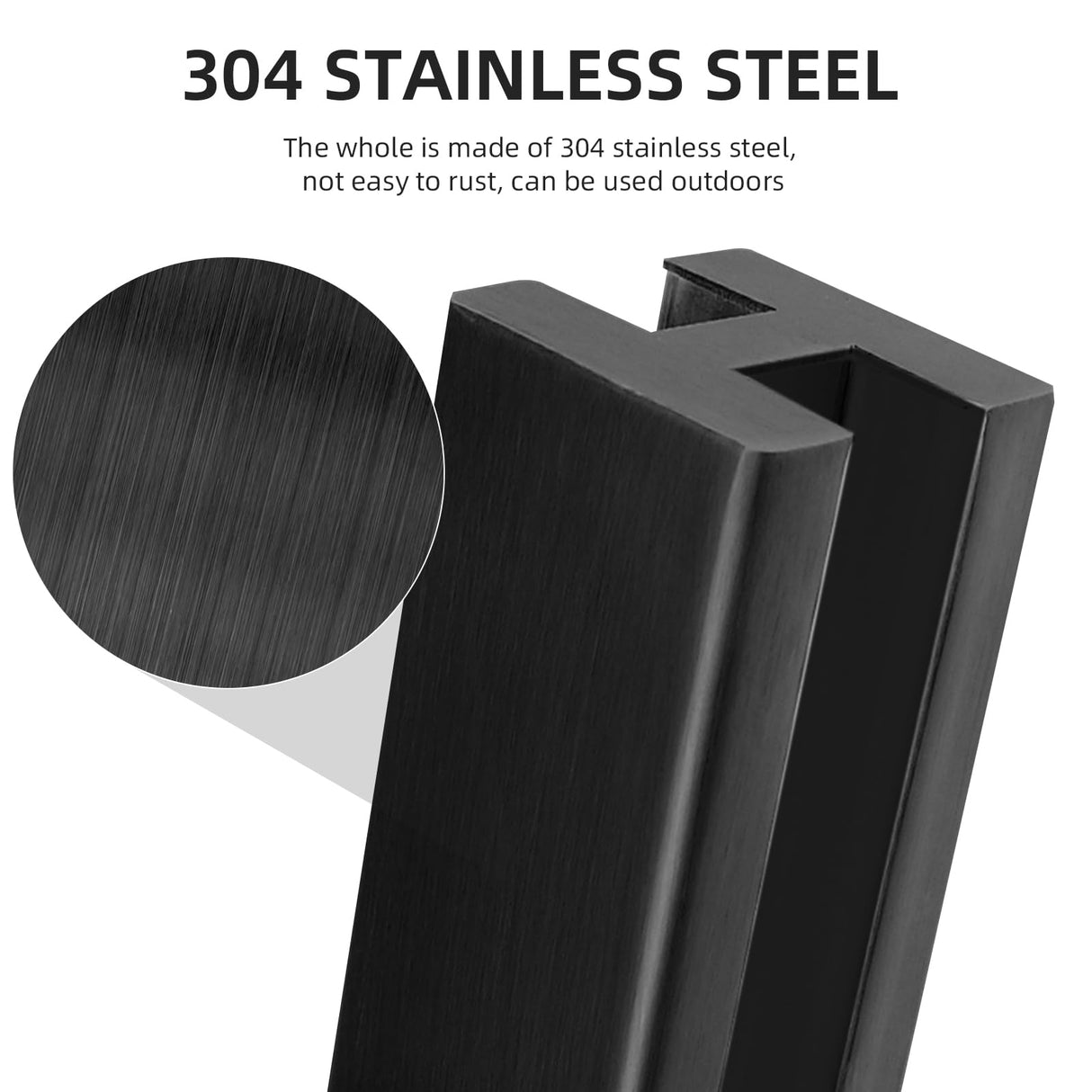 DOMART Black Glass Balustrade Post, 304 Stainless Steel Glass Railing Post for Steps, Balconies, Staircases, Decks, Patio Stairs, Pool Fence, Cannot Add Handrail Version (25.6 inch-End Post)