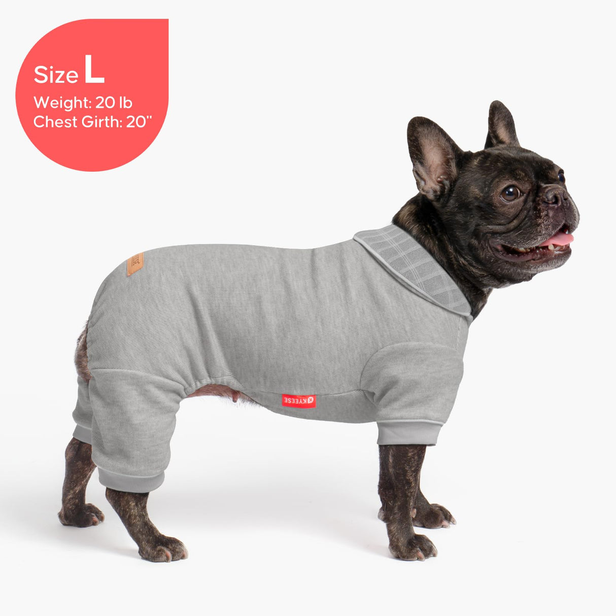 KYEESE Dog Pajamas, Soft Dog Pajamas for Medium Large Dogs Girl Boy, Stretchy Dogs PJS Lightweight Onesie Clothes, Comfy Jammies Pet Jumpsuit Outfit, Grey, 2XL