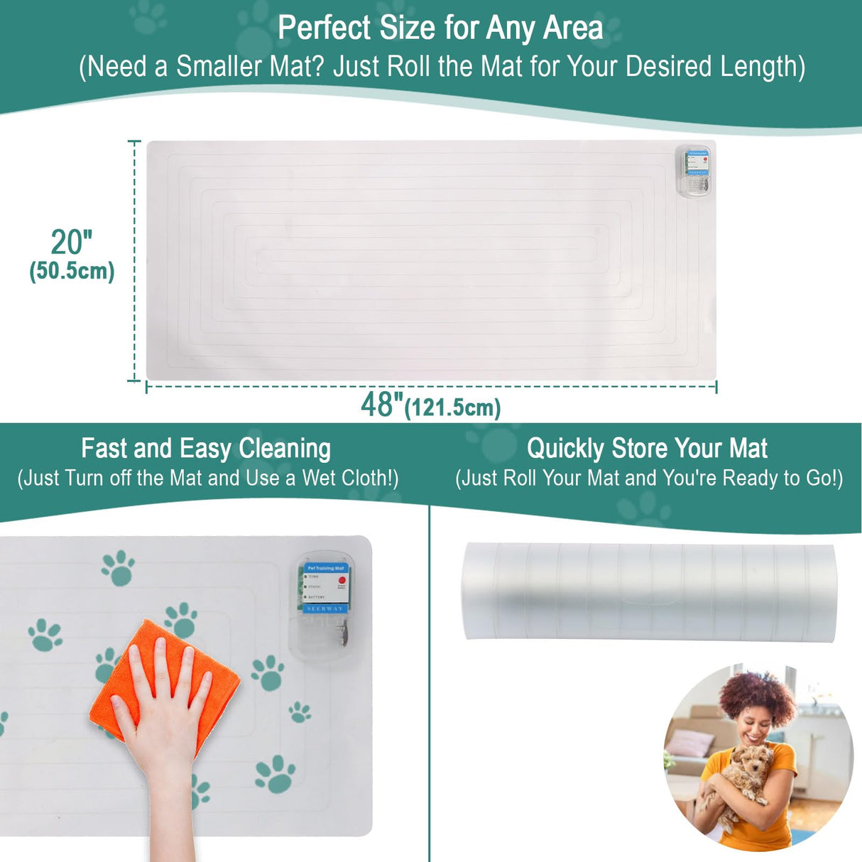 Pet Shock Mat for Dogs and Cats with Tester - Keep Pets Off Couch, Bed, Kitchen with Adjustable Training Modes 48X20