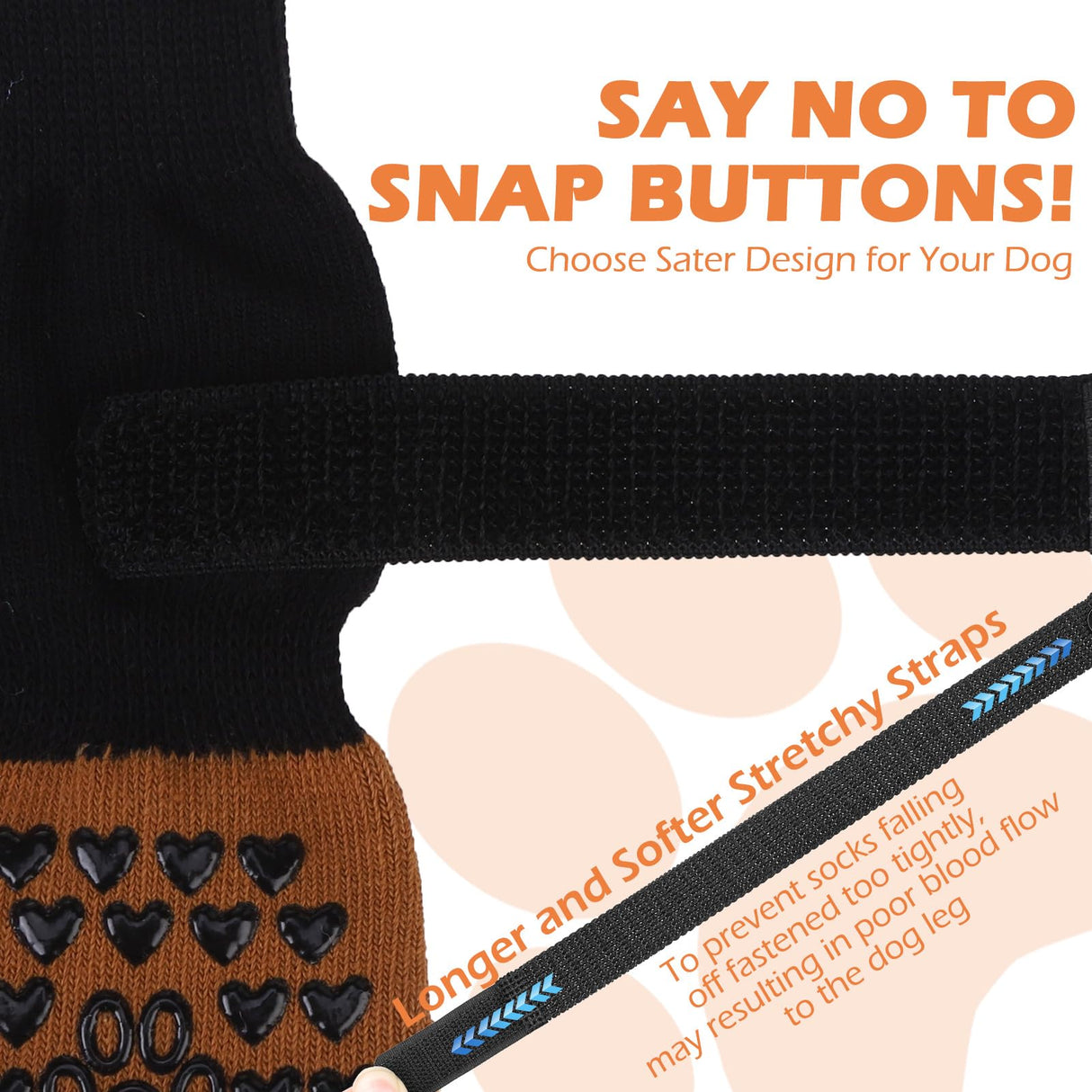 EXPAWLORER Anti Slip Dog Socks to Prevent Licking Paws, Winter Snow Dog Boots & Paw Protectors Booties for Hardwood Floors with Heart Grippers, Dog Shoes for Small Medium Large Senior Dogs Brown M