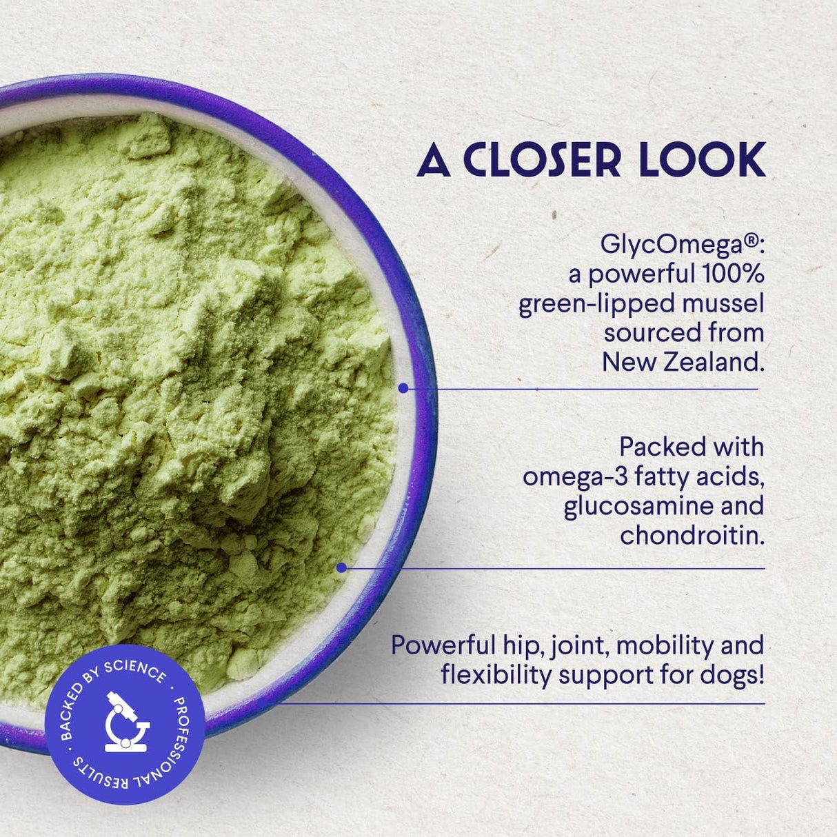 Premium Green Lipped Mussels for Dogs – Pure New Zealand Green Lipped Mussel Powder with Blue Lipped Mussels for Dogs – for Hip and Joint Flexibility, Mobility, Strength, Tendons and Muscles – 2.60oz