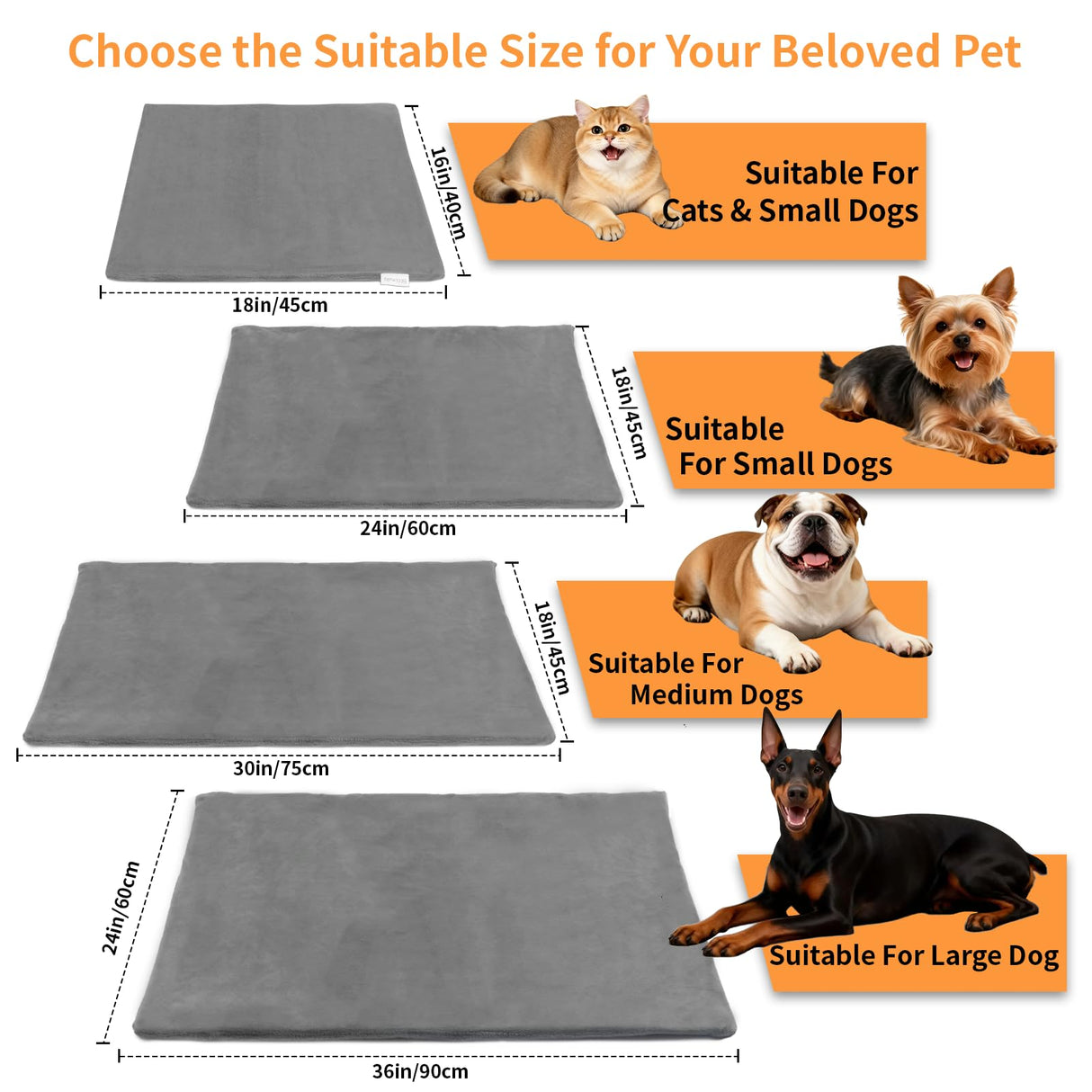BECEMURU Pet Heating Pad for Dogs & Cats, 30"x18" Waterproof Heated Bed with 6-Temp & Timer, Chew-Resistant Cord Electric Warm Bed for Senior Pets, Soothing Pain Relief for Arthritis