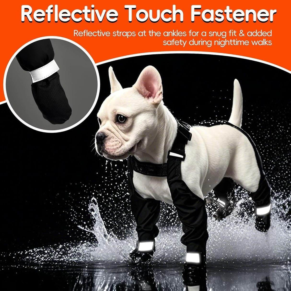 Dog Suspender Boots, Large Dog Rain Boots, Waterproof Doggy Winter Boot Snow Pants, Paw Protectors Legging Shoes with Suspenders,Anti-Slip Reflective Rain Boot for Walk Hike Outdoor Snowy(M,Blacke)