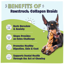 Load image into Gallery viewer, Pawstruck Natural 5-7” Beef Collagen Braids for Dogs – Long-Lasting Rawhide & Bully Stick Alternative, with Chondroitin & Glucosamine – 5 Pack