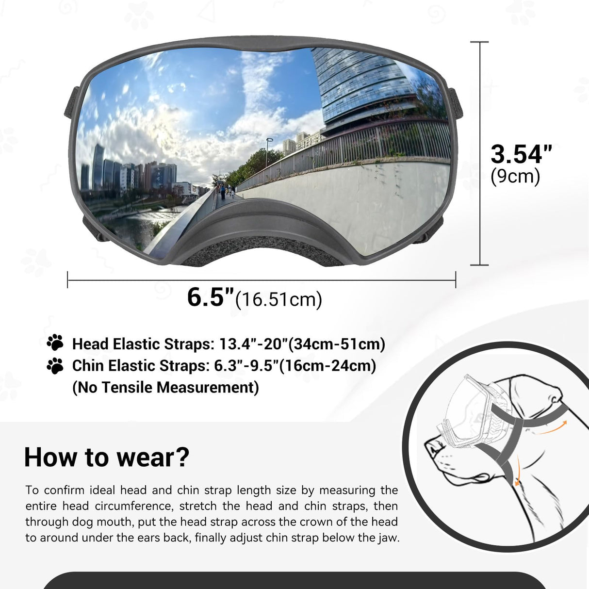 NAMSAN Dog Goggles for Large Dogs, Wide Eyecup & Soft Frame, Anti-UV Sunglasses for Dogs Medium to Large Breed, Driving Dog Eye Protection, Windproof Dustproof, Adjustable, Reflect Silver Lens