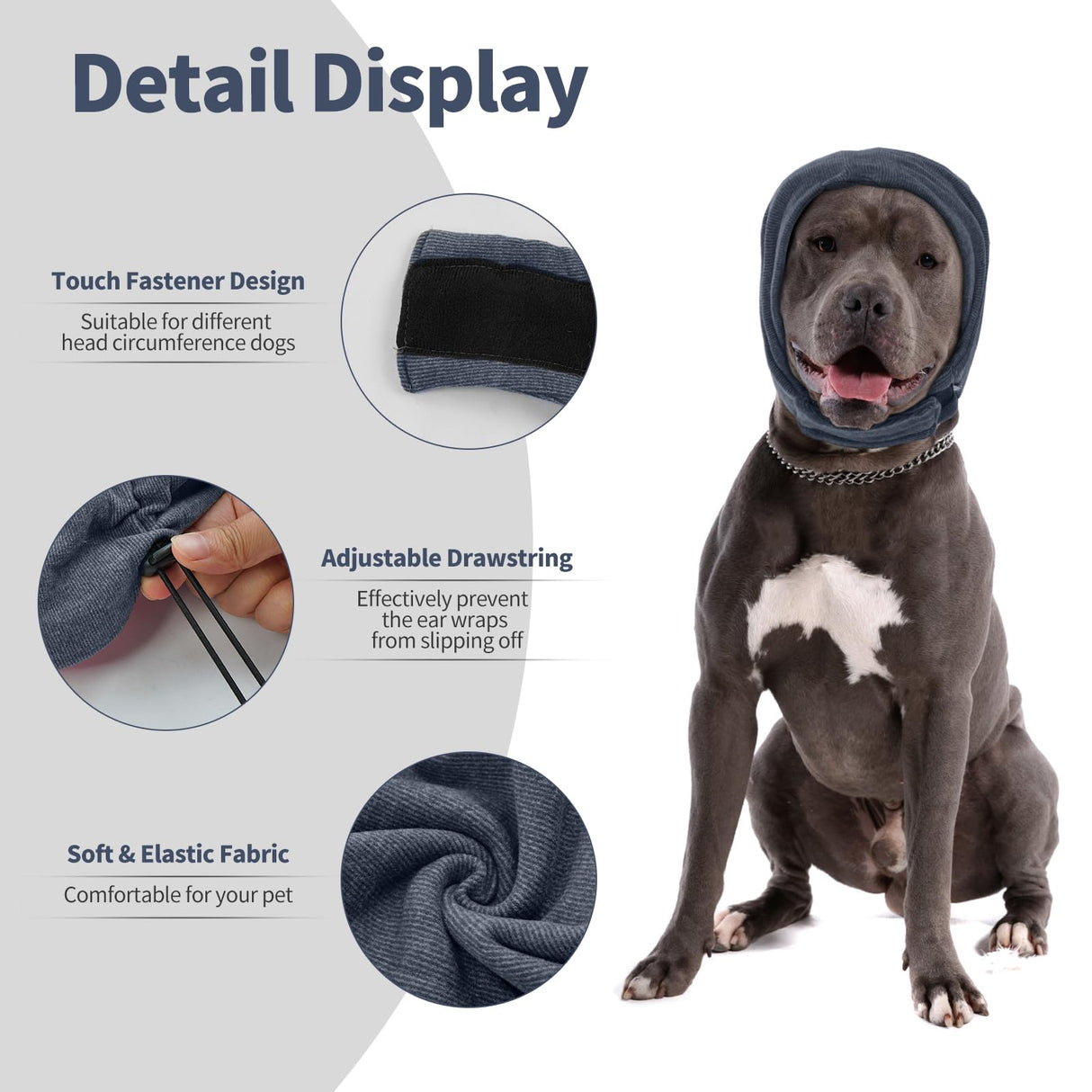 Nanaki Dog Calming Hoodie No Shake Ear Wraps for Dogs Ear Protection Dog Cover Muffs Pet Head Warp Anxiety Relief Pet Hematoma Wrap Head Cover The Grooming and Force Drying Doggy Protector Fireworks