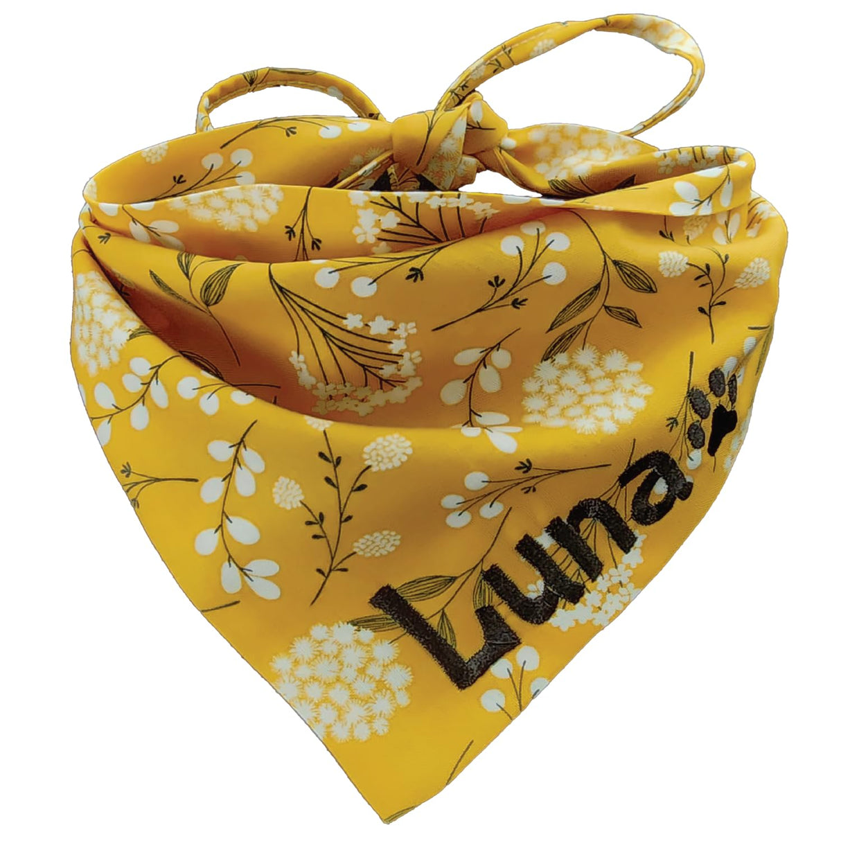 Summer Dog Triangle Bandana Scarves with Yellow Dandelion Pattern, (Yellow Dandelion, Large)