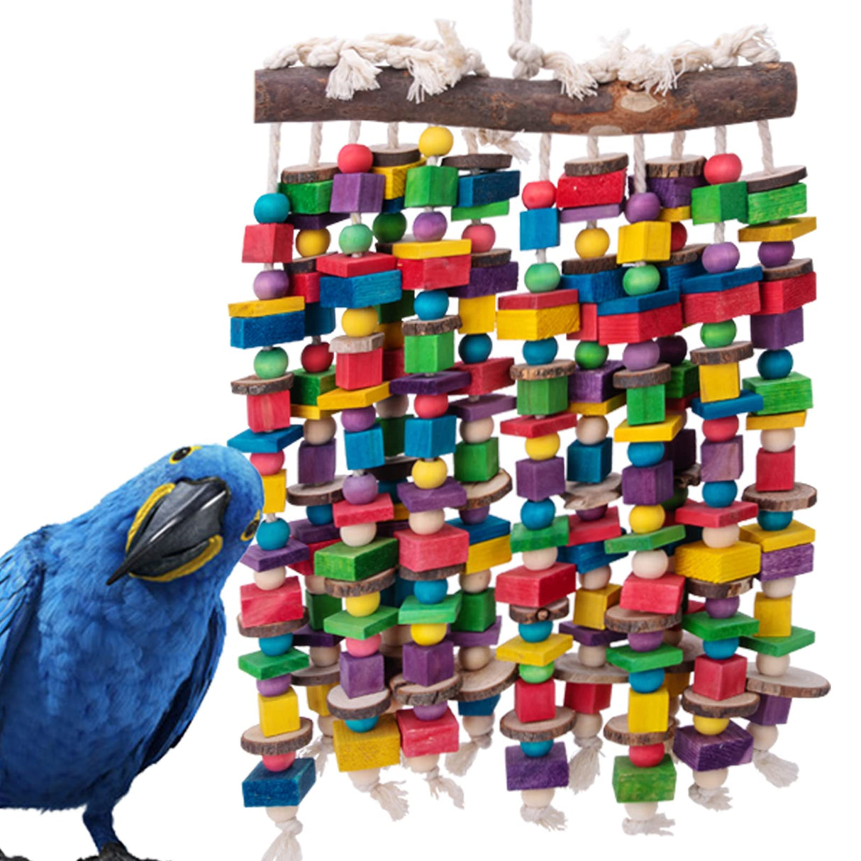 Deloky Extra Large Bird Parrot Chewing Toy-Multicolored Natural Wooden Blocks Bird Tearing Toys Suggested for Macaws Cockatoos,African Grey and a Variety of Amazon Parrots(X- Large)