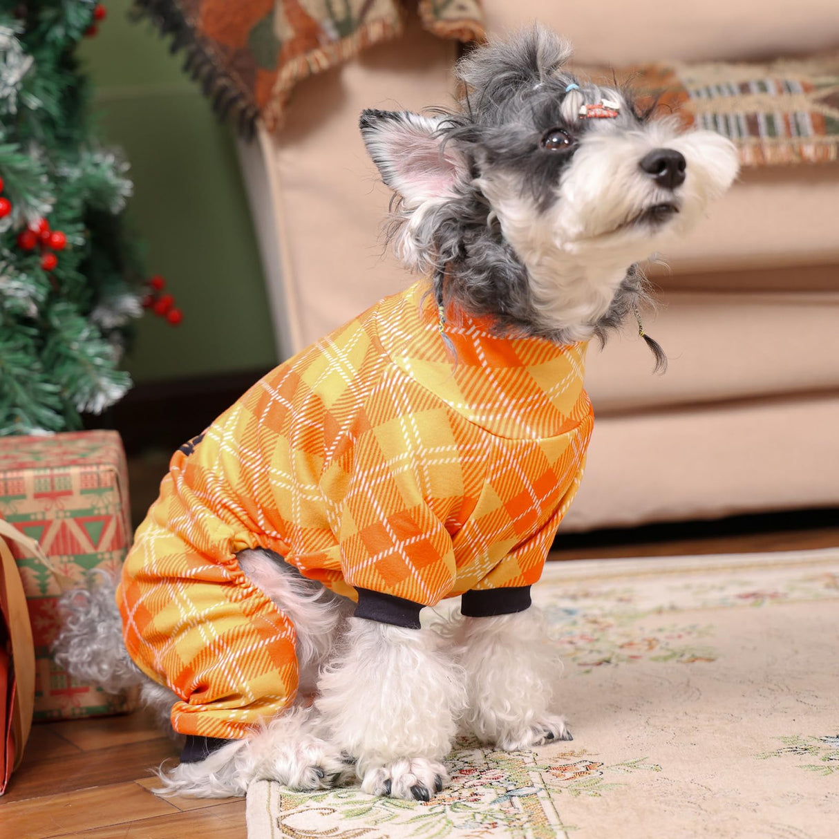 CuteBone Thermal Dog Pajamas Turtleneck Thanksgiving Coat Fleece Outfit – Soft, Cozy High Neck Dog Clothes Pet Onesie for Cold Weather, Ideal for Small & Medium Dogs Puppy Pjs Costume GP13M