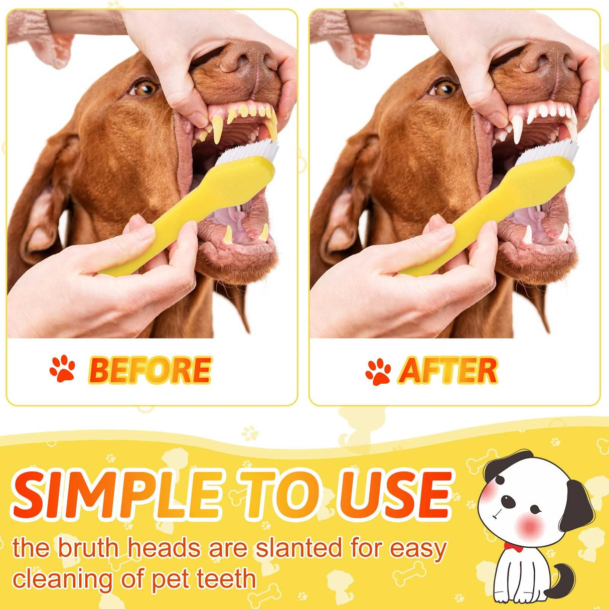 Eaasty 300 Pcs Dog Toothbrush Bulk Dual Headed Dental Brushes Puppy Tooth Brushing Kit Long Handle Toothbrush for Large Small Dogs Cats Puppy Teeth Cleaning Oral Dental Care Supplies 10 Colors