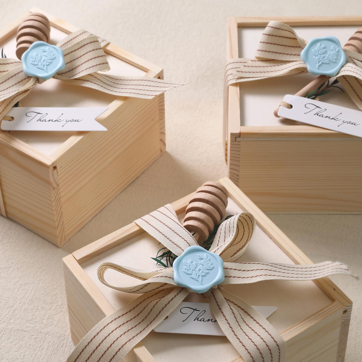UNIQOOO Wax Seal Stickers - Eucalyptus Wedding Invitation Envelope Seal Stickers, 50 Pcs Self- Adhesive Light Blue Stickers, Perfect for Invitation, Christmas, Gift Wrapping