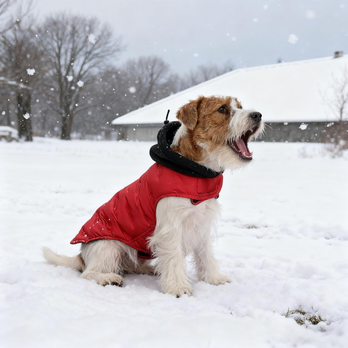 DORA BRIDAL Dog Puffer Coat, Warm Dog Jacket with Hood, Reflective Dogs Cold Weather Coats Pet Winter Vest for Medium Dogs, Pet Winter Vest, Red, M