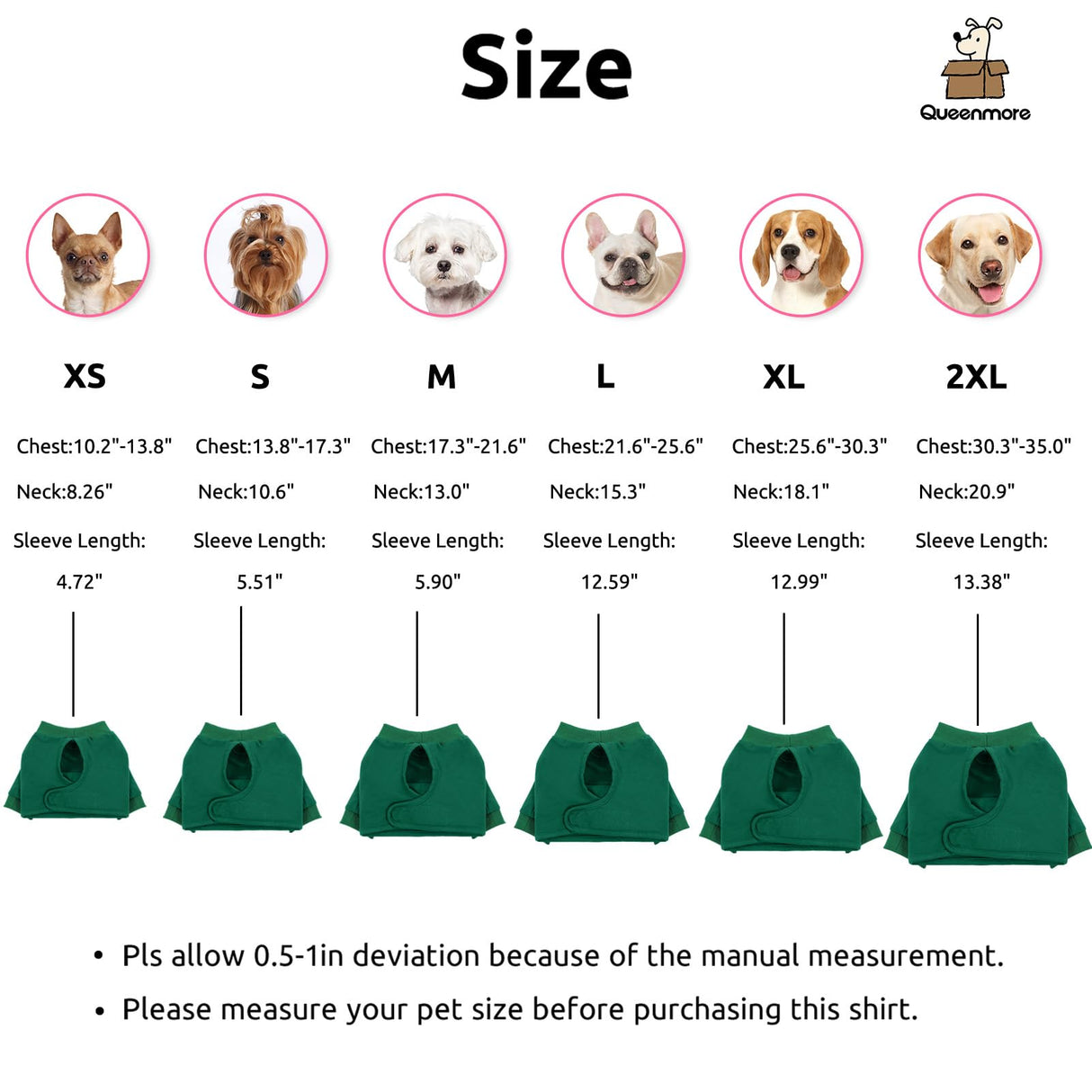 Queenmore Dog Recovery Suit for Front Legs, Adjustable Dog Leg Sleeves to Stop Licking, Breathable Recovery Sleeve for Large Breeds, Wound Care for Pets, Green, L