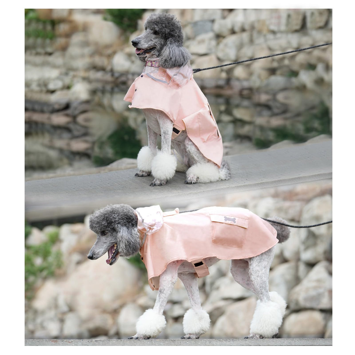 Dog Raincoat Waterproof, Adjustable Reflective Hooded Dog Rain Poncho with Leash Hole for Small Medium Large Dogs (Pink, Medium)