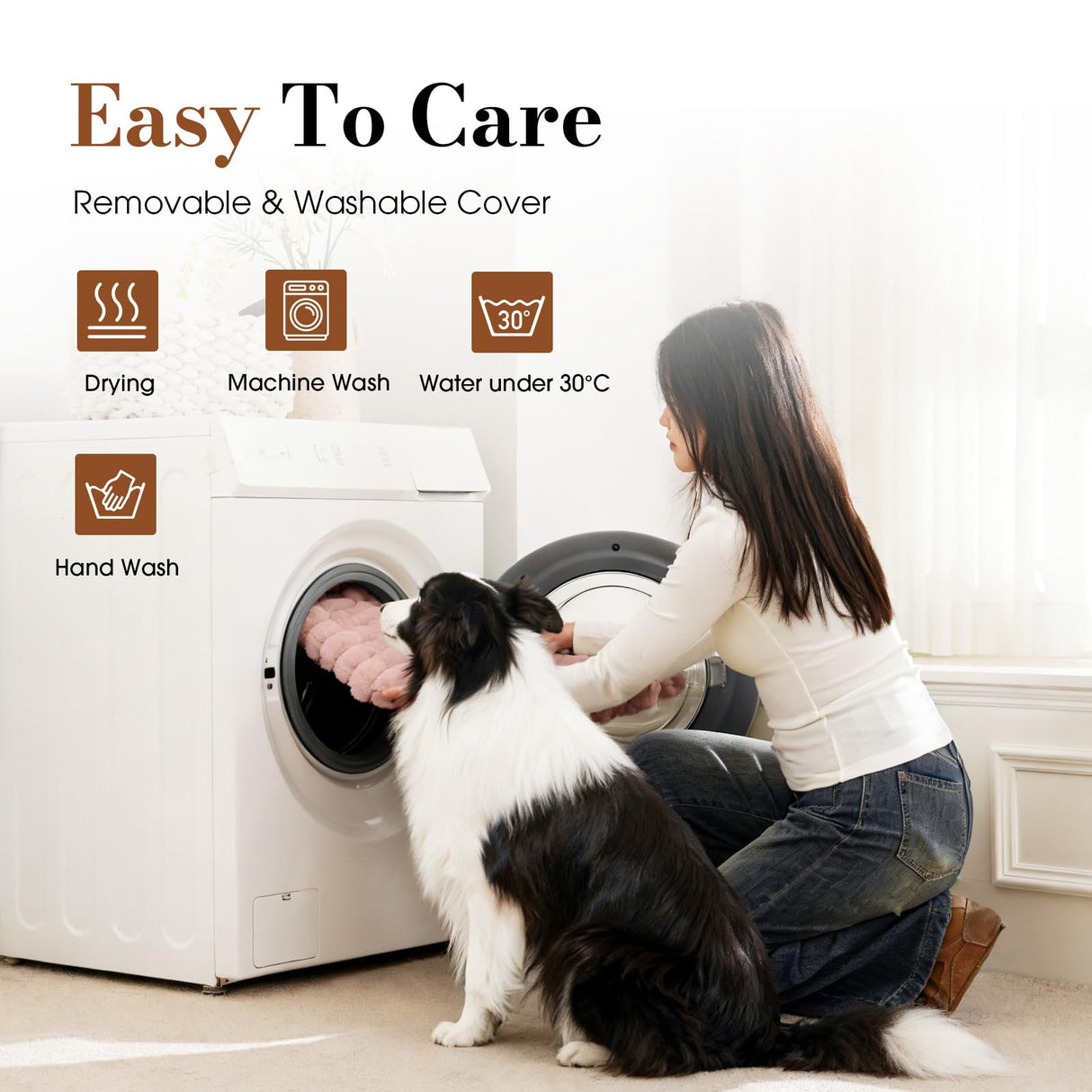 Cozila Orthopedic Dog Bed Medium Size Dog, Pet Beds with Waterproof Lining, Soft Short Plush Surface & Egg Crate Foam, Machine Washable Pet Mat with Removable Cover & Anti Slip Bottom