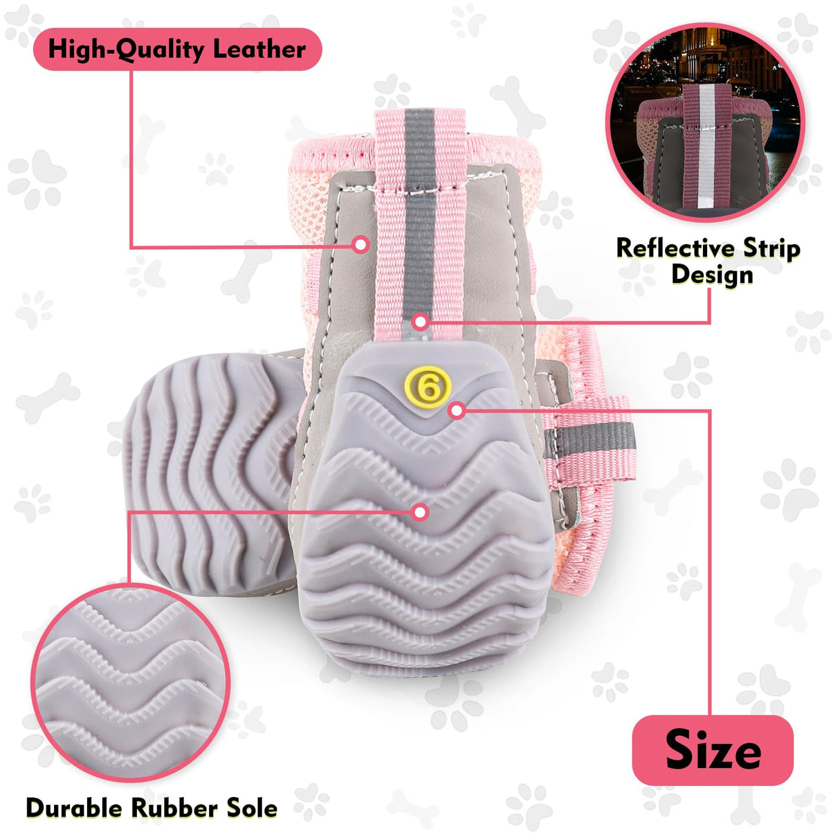 paatata Dog Shoes for Large Small Medium Dogs Knob Breathable Dog Boots & Paw Protectors Non-Slip Dog Shoes for Hot Pavement,Rain,Snowy Day Indoor Outdoor 4pcs (Pink, 4)
