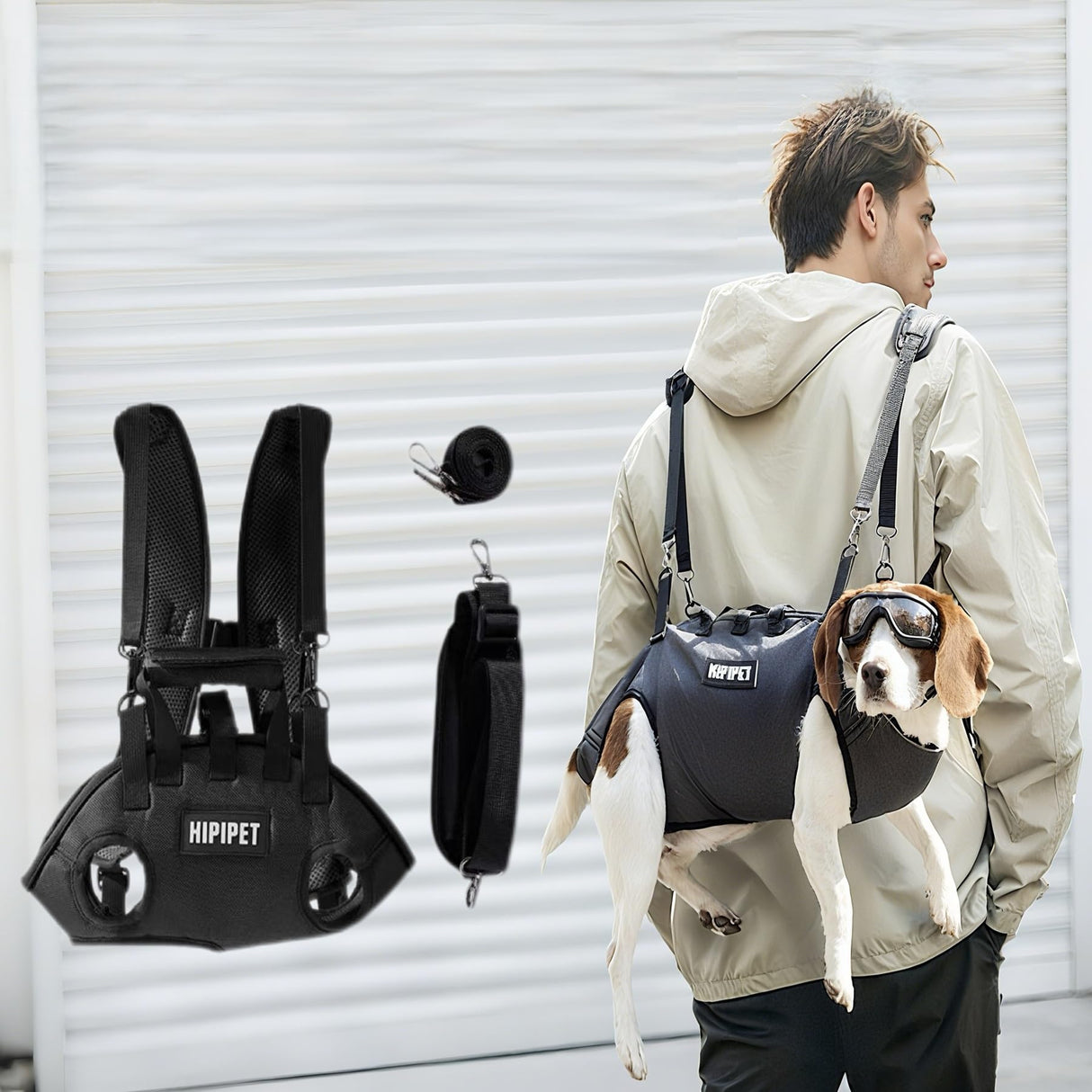 4-in-1 Convertible Pet Carrier for 14-20 lbs Dogs & Cats - Breathable Air Mesh Backpack Harness with Spine Protection | Adjustable Sling, Shoulder Bag & Handheld | Black-L