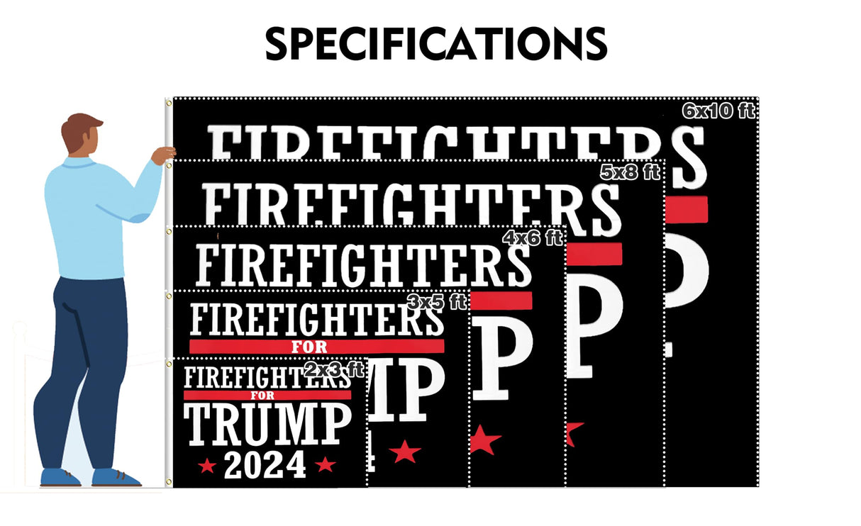 Firefighters For Trump Flag 4x6FT Trump 2024 Flag President Election Supporter Fans Patriotic MAGA Banner With 2 Brass Grommets Outdoor Indoor (Firefighters, 4x6ft)