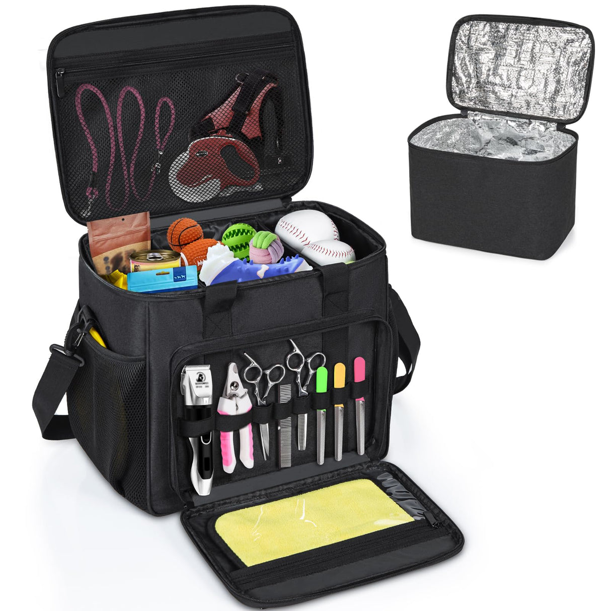 GMAK Large Pet Grooming Bag, Dog Grooming Tote Bags Supplies Organizer Case Pets Tools Organizer Tote for Dog Cat Grooming Tool Kit and Accessories, Black(Bag Only)