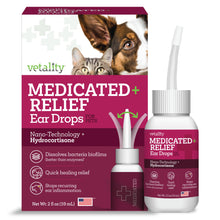 Load image into Gallery viewer, Vetality Medicated Otic Drops for Dog Ear Infection Treatment, 2 fl oz