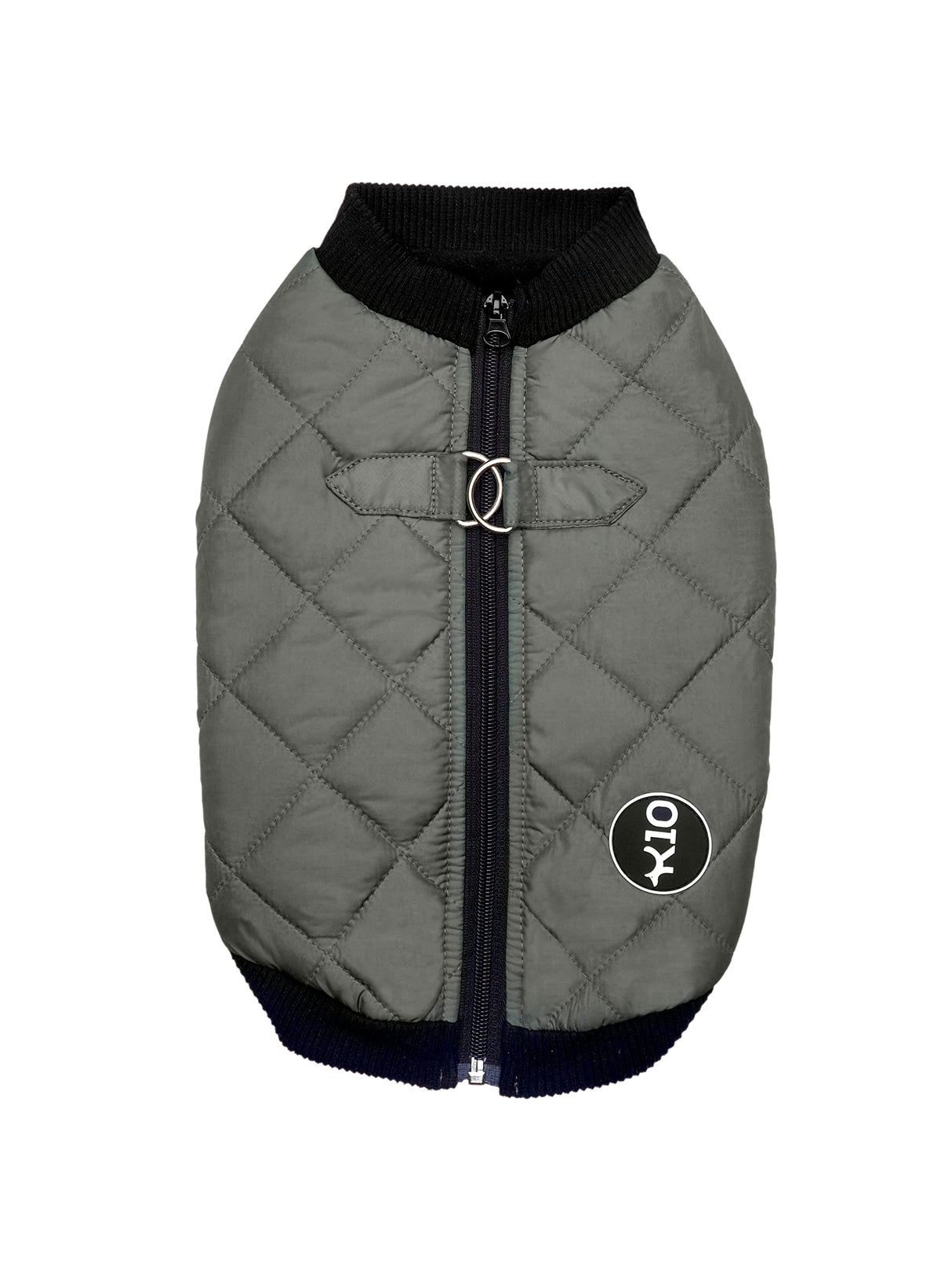 K10 Quiltee Coat - Warm Dog Coat with Leash Attachment - Water Resistant Jacket with Leash Ring - Built in D Ring Harness - Fleece Lined Vest - Lighter Than a Sweater - Small Dogs (S, Olive Green)