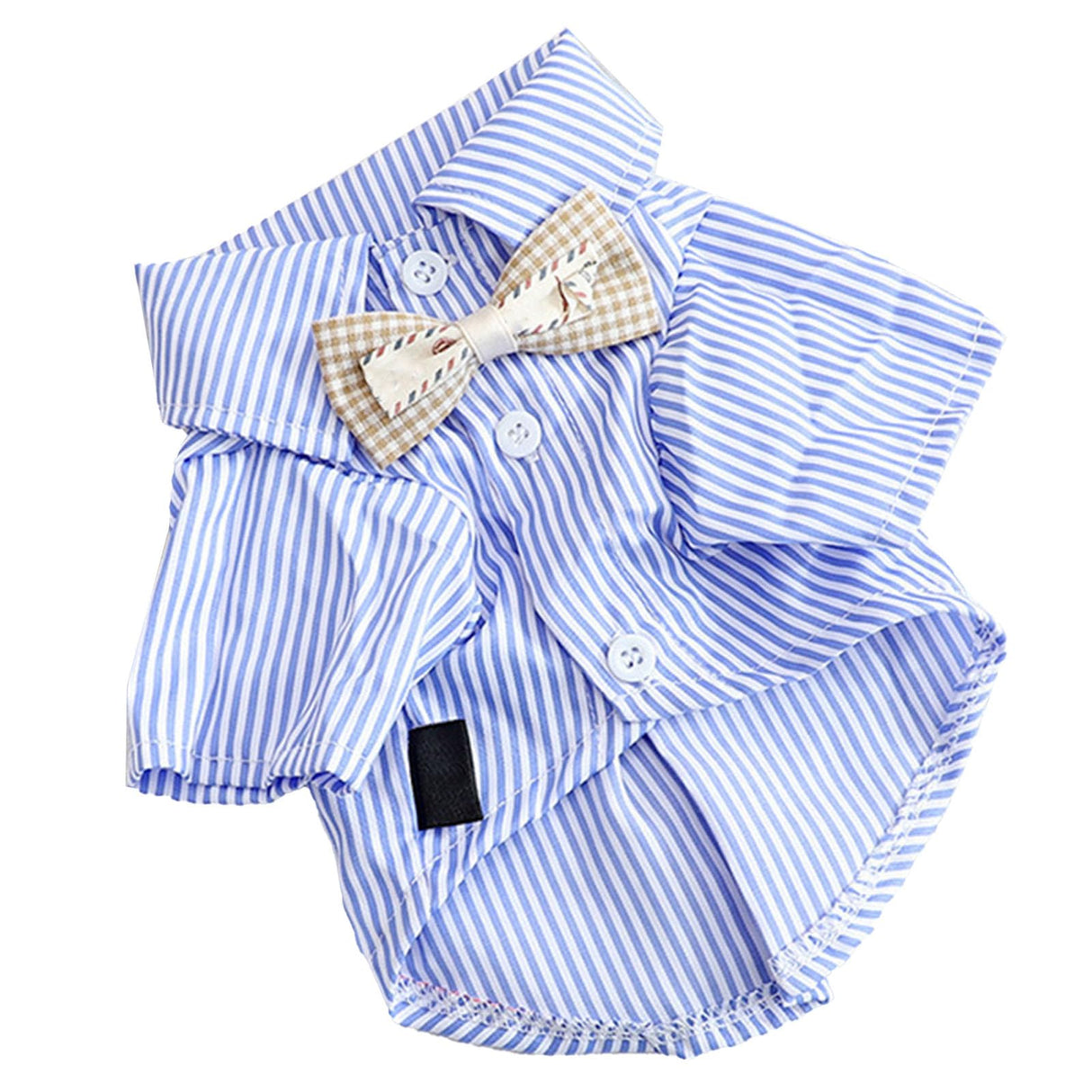 Striped Dog Shirt Breathable Casual Short Sleeve Puppy Clothes with Bow for Spring Fall (L)