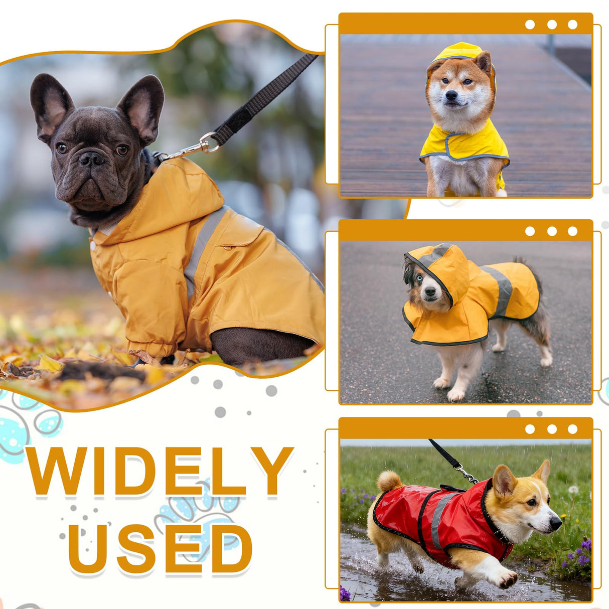 PETAXCELL Dog Raincoat, Dog Rain Jacket Waterproof Jacket Reflective Adjustable Hooded Pet Rain Coat with Leash Hole, (Red, 3XL), Intended for Large Medium Small Puppies