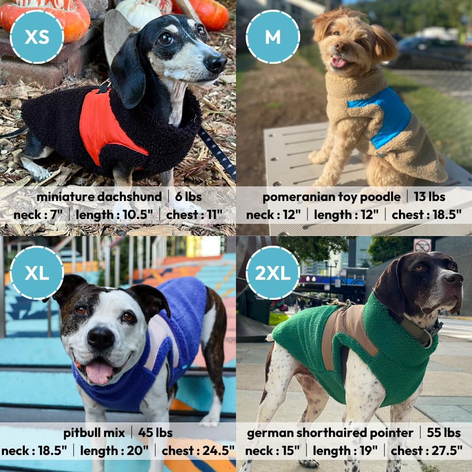 Gooby Zip Up Sherpa Vest - Purple, Large - Two Tone Fuzzy Fleece Dog Sweater with Built-in Harness and Extra Security for Small Dog and Medium Dog