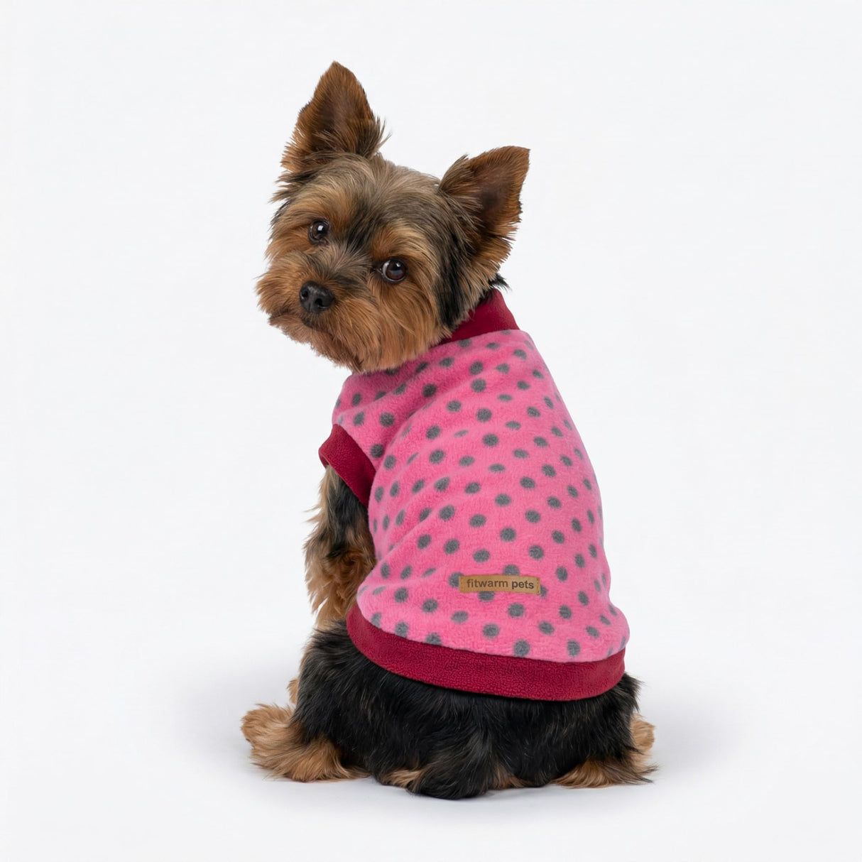 Fitwarm Fleece Polka Dot Dog Sweater, Thermal Dog Winter Clothes for Small Dogs Girl Boy, Doggy Pullover Jumper, Pet Outfit, Burgundy Red, Pink, Grey, XL