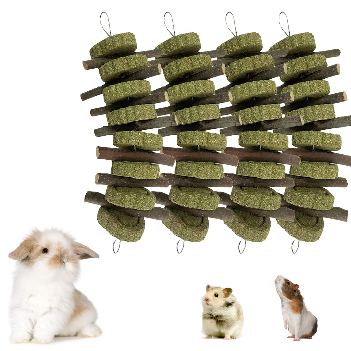 kathson Rabbit Chew Toys,Bunny Grind Teeth 100% Natural Organic Apple Wood Stick Improve Rodent Health Rabbits Hamsters Squirrel Guinea Pig(4 Pieces)