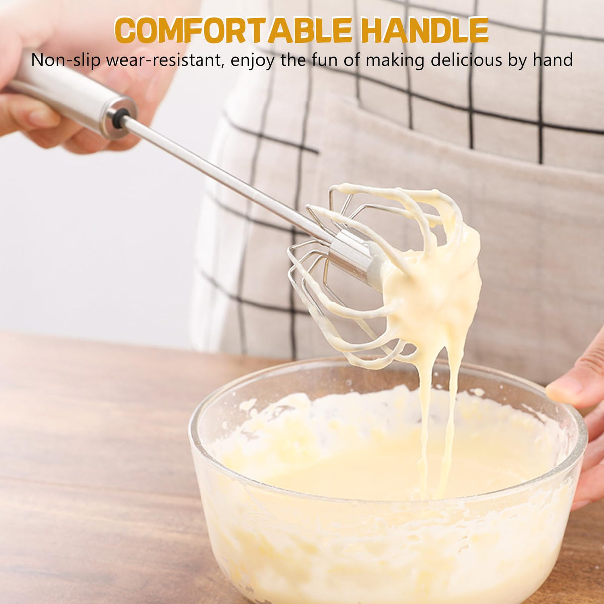 Stainless Steel Whisk 8" Hand Blender + 10" Semi-Automatic Rotary Kitchen Whisk Kitchen Wisk Wire Whisks for Cooking, Whisking, Blending, Beating, Stirring- 2 Pack...