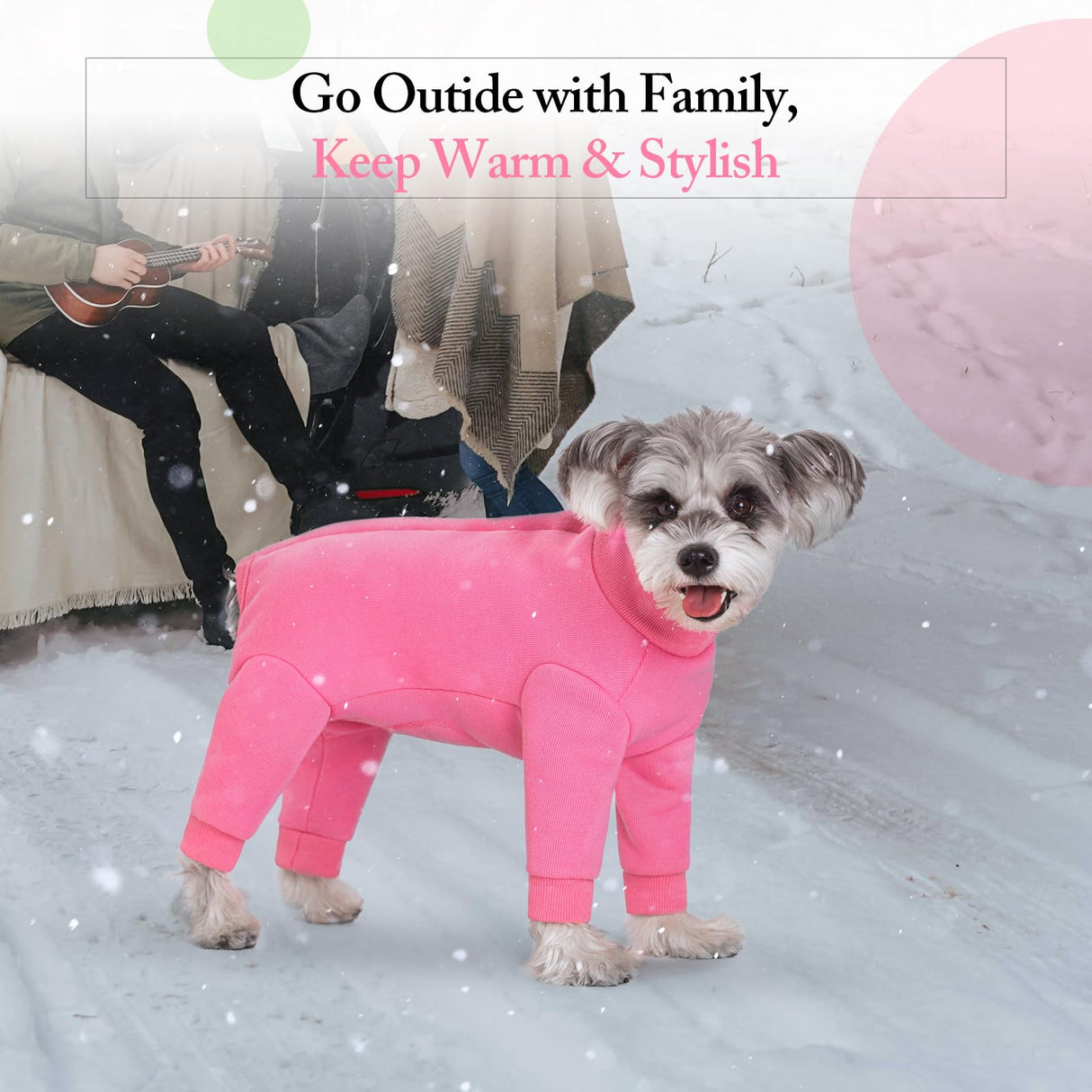 Dog Winter Coat for Small Dogs, Four Leged Warm Fleece Doggie Onesie, High Ribbed Collar Dogs Winter Clothes Jumpsuit, Anti Hair Shedding Suit,Warm Puppy Christmas Jacket