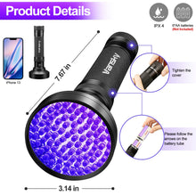 Load image into Gallery viewer, Vansky Black Light UV Flashlights, Ultra Bright 100 LED 395nm Ultraviolet Blacklight Detector for Dog Cat Pet Urine, Dry Stains and Bed Bug, Matching with Pet Odor Eliminator