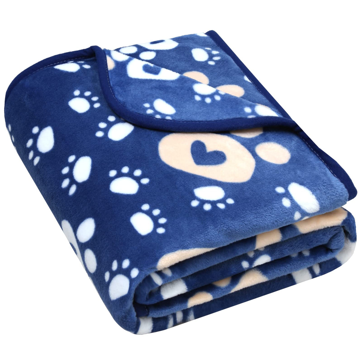 AHOOCUSTOM Dog Blanket, Soft Fleece Dog Blankets for Extra Large Dogs, Fluffy Flannel Pet Cat Puppy Blanket Mat Cover for Bed Couch, Cute Paw Print Throw Blanket for Dogs, Blue 80"X60"