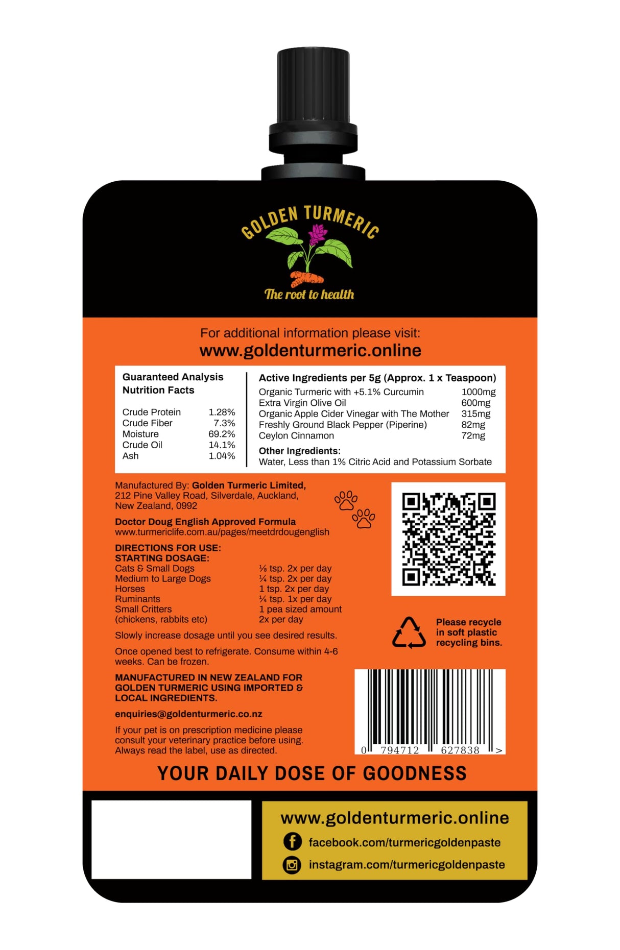 Turmeric Golden Paste for Pets 7 OZ (200grams)