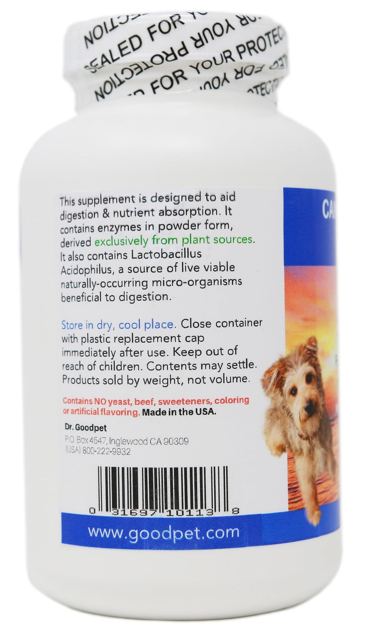 Dr. Goodpet Canine Digestive Enzymes Powder for Dogs – Supports Healthy Digestion, Gas Relief & Nutrient Absorption – Human-Grade Enzymes (Protease, Amylase & Lipase) – 7oz Digestive Supplement