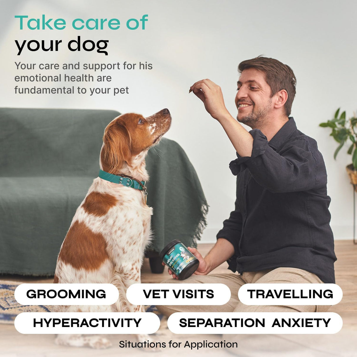 Сalming Сhews for Dogs Anxiety Relief - Dog Anxiety Relief Supplement - Soft Calming Chews - Dog Calming Treats for Storms, Separation, Fireworks, Vet Visits, Travel, Grooming, Barking, Chewing