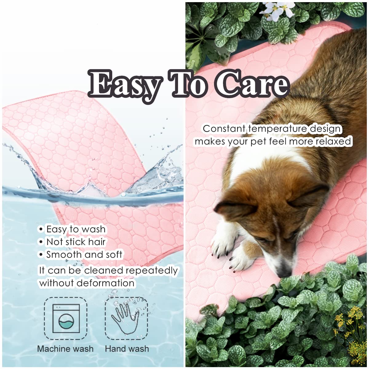 Mannice Dog Cooling Mat, Pet Cooling Mat for Dogs Cooling Blanket for Dogs Dog Cooling Pad for Kennels, Crates, Cars, Indoor & Outdoor Ice Silk Cooling Mat for Extra Large Dogs (Pink, XL(40 * 28"))