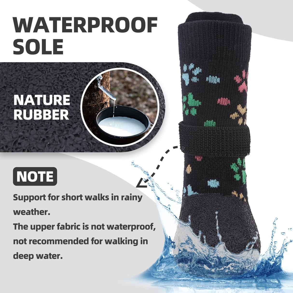 PUPTECK Anti Slip Dogs Shoes for Hot/Cold Pavement, Senior Booties, Rubber Boots & Paw Protectors for Small Medium Large Size Dogs to Prevent Licking, Grippy Socks for Hardwood Floors, Paw, XL