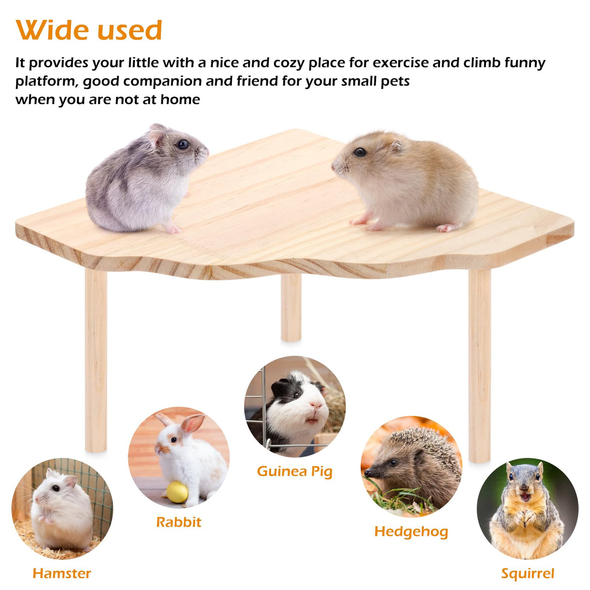3BAO 2-Piece Set Hamster Play Wooden Platform for Dwarf Syrian Hamsters Gerbils Mice Degus or Other Small Pets
