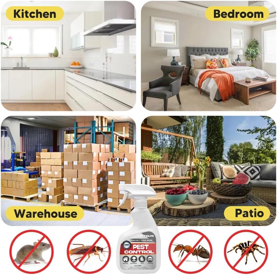 ANEWNICE Pest Control Spray, Indoor Pest Control Mint Spray for Home and Kitchen -Natural Repel Ant, Roach, Fly, Spider, Flea, Bug and Mosquito Repellent - Pet and Family Safe - 18 OZ