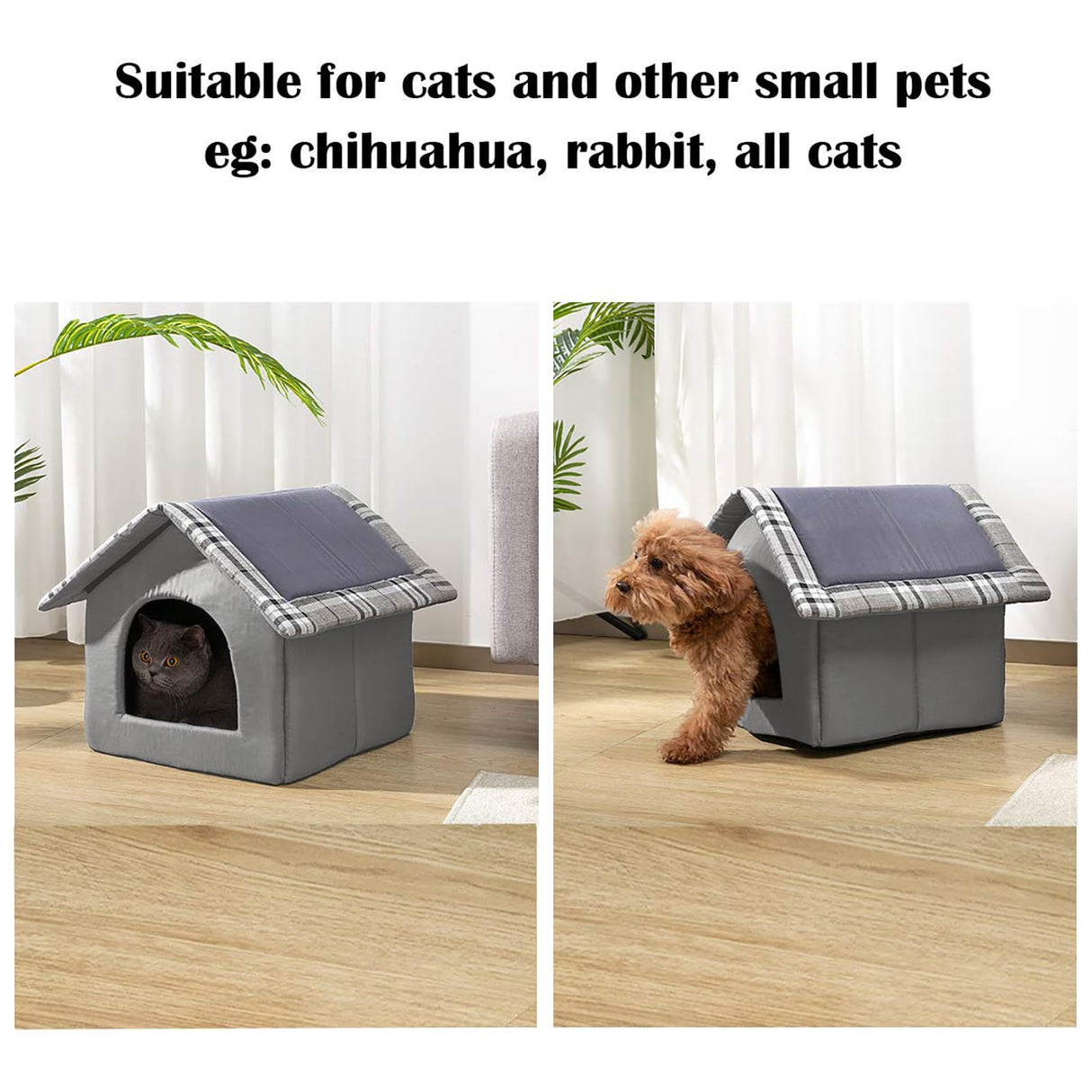 Hollypet Cozy Pet Bed House Warm Pet House Cave Sleeping Bed Puppy Nest for Cats and Small Dogs, Gray