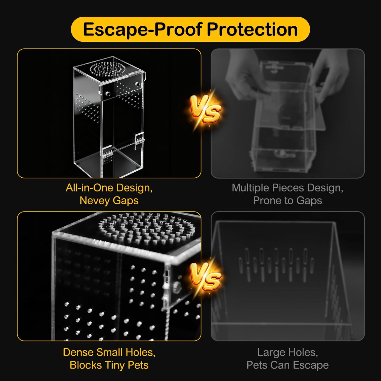 Clioran Jumping Spider Enclosure Kit,Escape Proof Reptile Tank,Praying Mantis Terrariums,Transparent Acrylic Complete Bug Habitat,Arboreal Tarantula Cribs Cage,Insect Starter Container,Critter Keeper