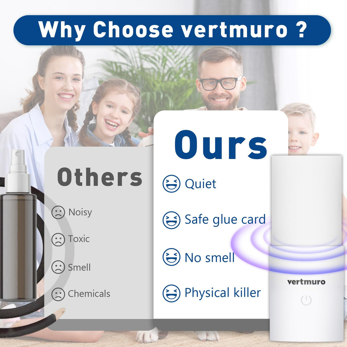 vertmuro Flying Insect Trap, Indoor Plug-in Mosquito Killer with UV Light Attractant, Flies Gnats Moths Catcher for Home, Office (1 Trap + 6 Glue Boards)