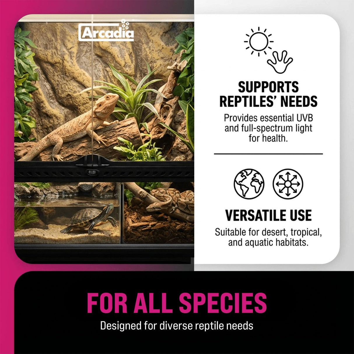 Arcadia T5 UVB Reptile Light Fixture Kit 34" Long 39 Watts 6% UVB Forest – Complete UVB Light for Reptiles, Turtles, Snake, Bearded Dragon Lamp, Long Lasting Easy to Use Professional Lighting