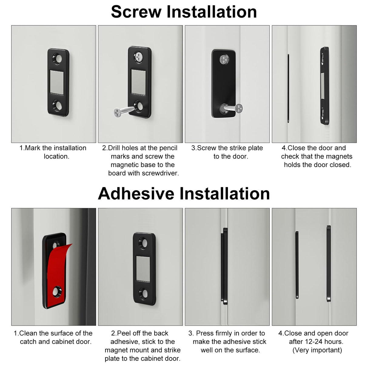 Cabinet Magnetic Catch 4 Pack Ultra Thin Cabinet Door Magnets Stick on Drawer Magnets Cabinet Latch Magnetic Closures for Cabinets Kitchen Closet Door Closing Magnetic Door Catch Closer