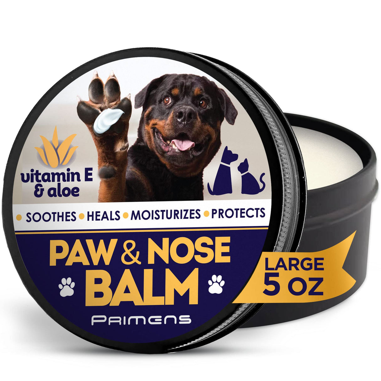 Dog Paw Balm Natural Moisturizer for Dry Cracked Paws - Lick Safe Paw Cream Wax with Aloe Vitamin E - Winter Summer Protection Hot Pavement Snow Salt - Healing Nose Balm