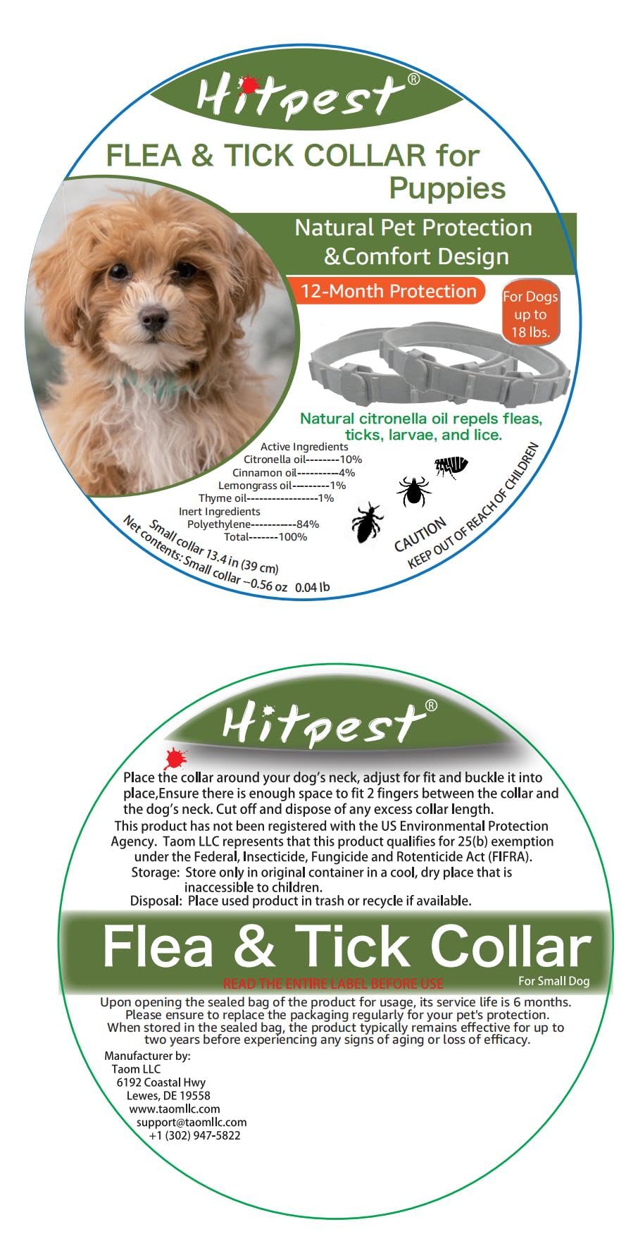 Flea and Tick Collar for Puppies - 12-Month Natural Protection - Safe & Effective Flea and Tick Prevention - Includes Flea Comb and Tweezers, 2-Pack