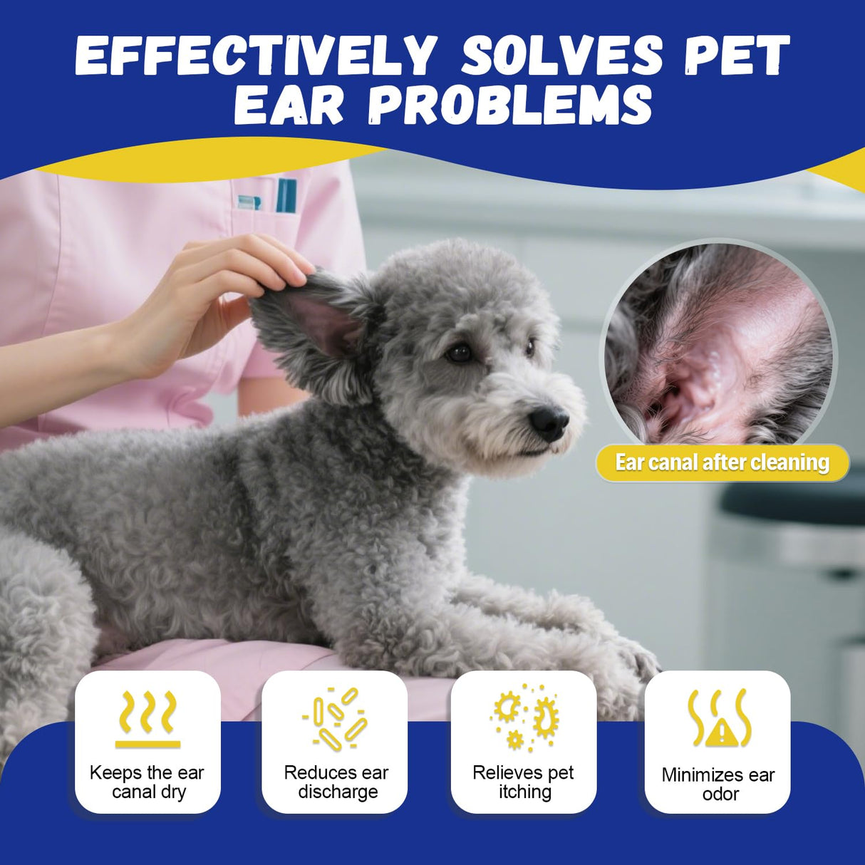 Ninibabie Dog Ear Hair Removal Kit - Ear Powder,Blunt Tip Grooming Scissors&Tweezers Set - Safe Hair Plucking Tool for Dogs,Ear Cleaner for Itching,Infection Treatment for Poodles, Doodles