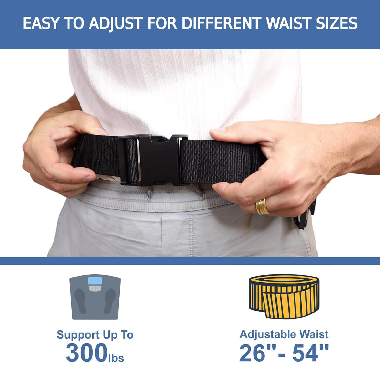 Gait Belt for Seniors - Transfer Gate Belts With Handles for Lifting Elderly & Patient Physical Therapy - Easy to Use Quick Release Gait Belt for Medical Nursing Use
